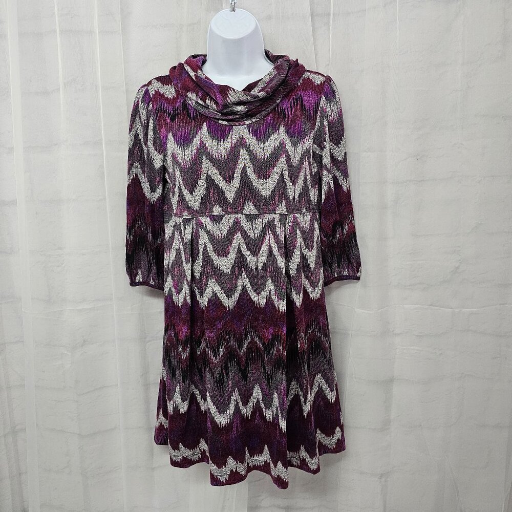 I.N. Studio Dress Knit Purple Gray Cowl Neck Grunge Retro Twee 10P - Picture 11 of 11
